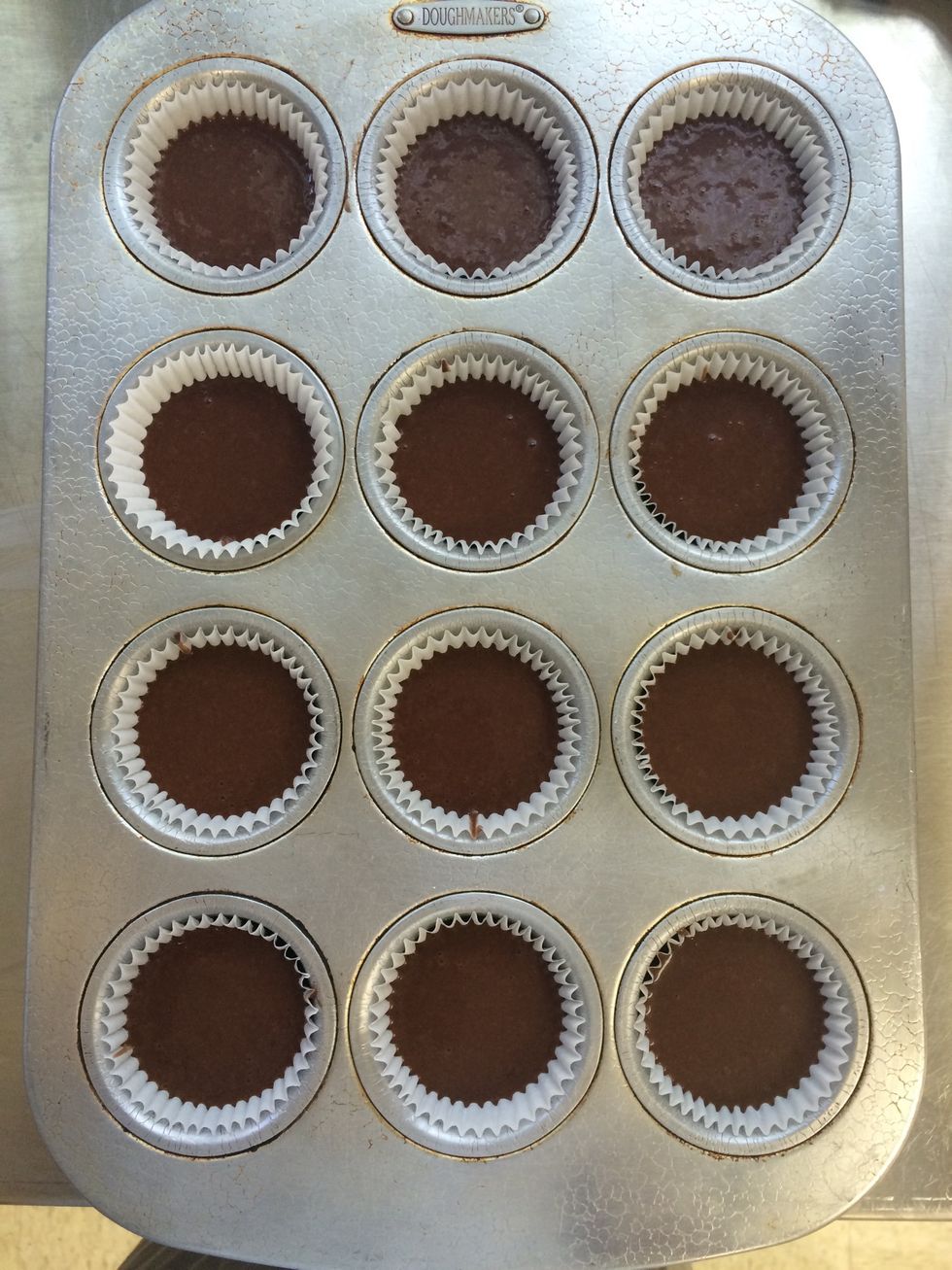 Fill the cupcake liners 3/4 of the way full.