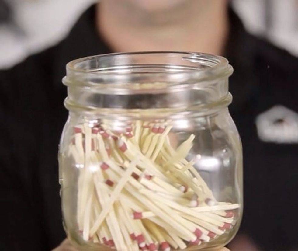 Fill the jar with the matches.
