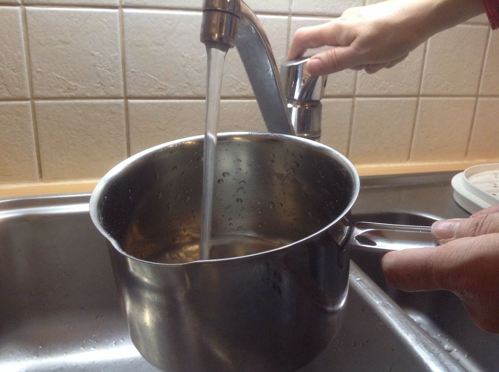 Fill the kettle almost half way with water.