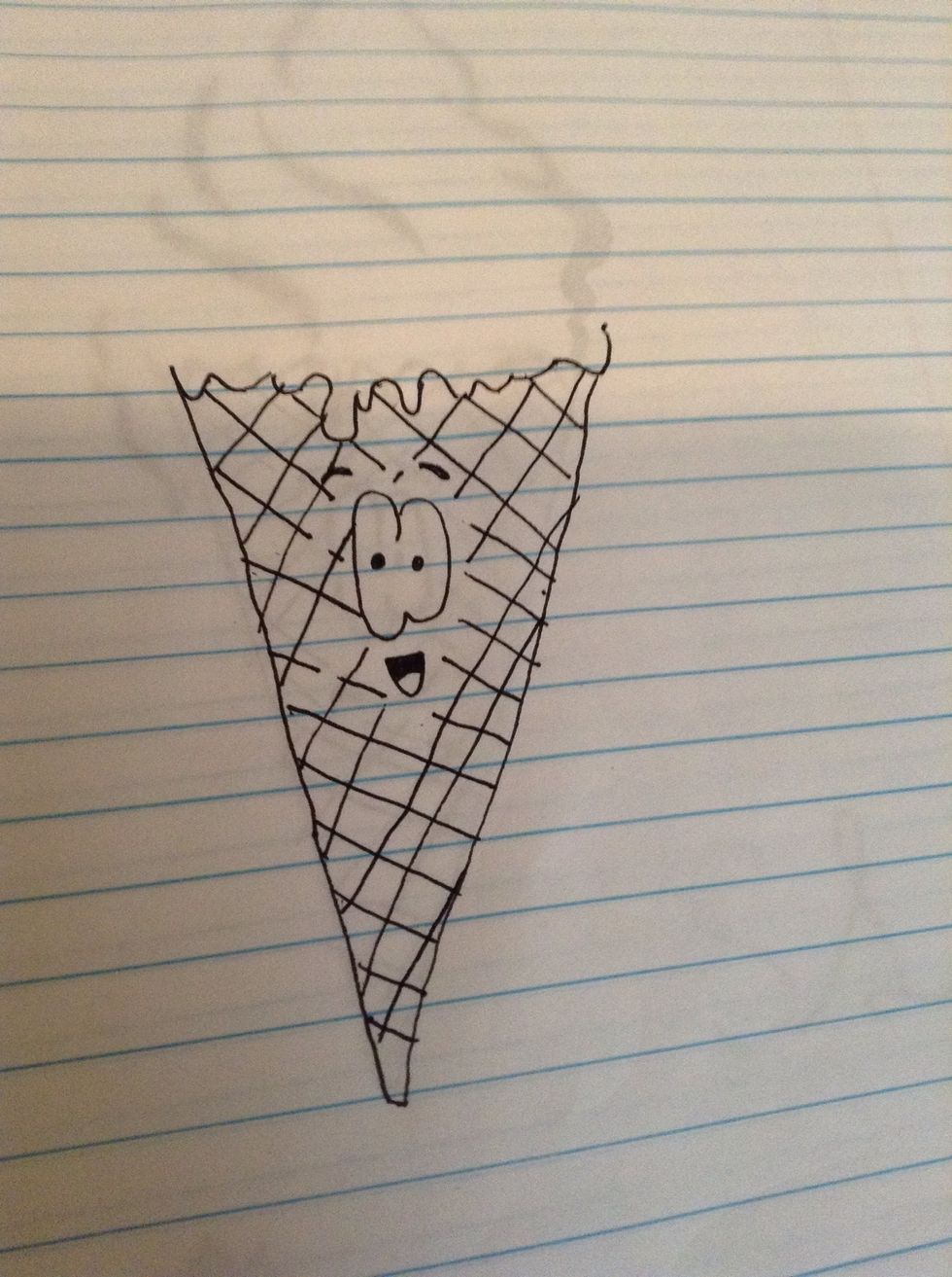 Fill the mouth and make the criss-cross lines-remember to avoid the face!