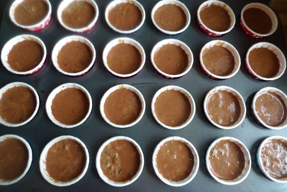 Fill the muffin liners till 3/4 full.