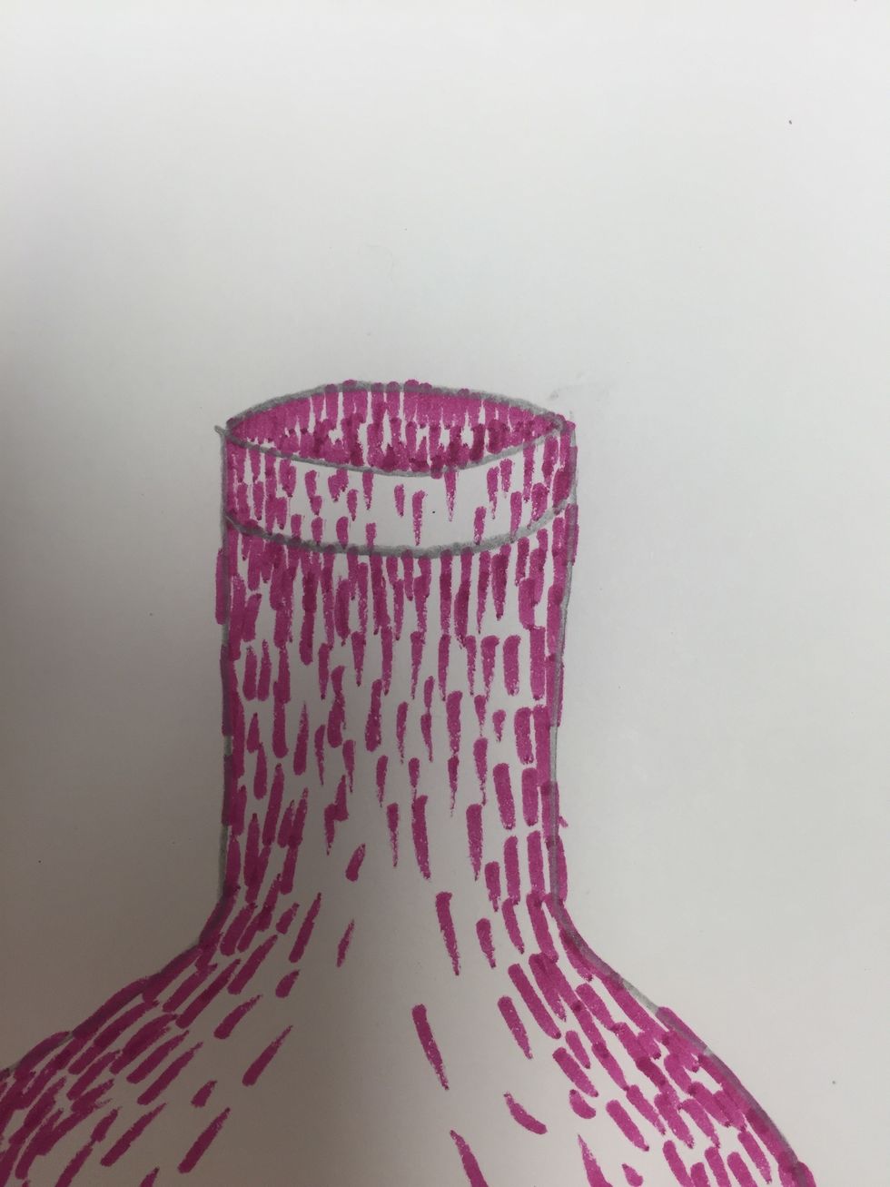 Fill the opening of your bottle with dark value (lots of dashes close together).