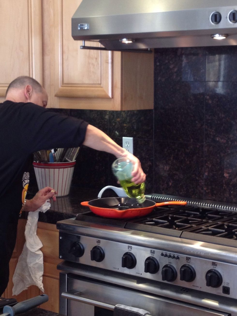 Fill the pan with half an inch of oil to shallow fry the drumlettes. I like grapeseed oil for frying because of the high smoking point, but you can use any neutral-tasting vegetable oil.