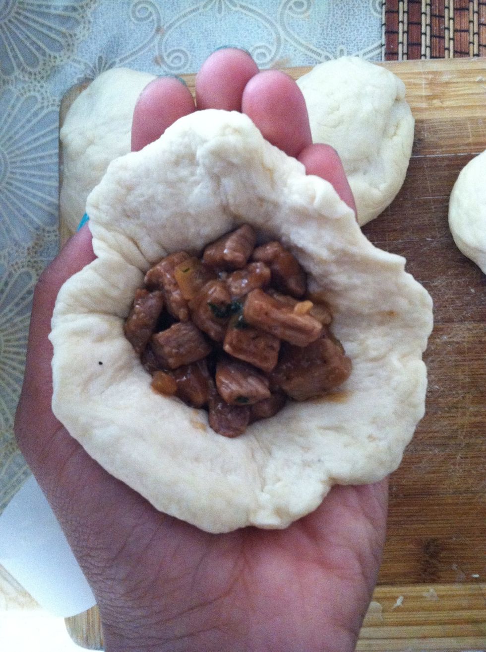 Fill the pocket with a generous amount of your filling