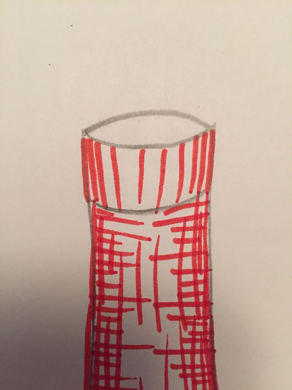 Fill the top section of your bottle with lines. Close lines on the edges, spread apart in the center.