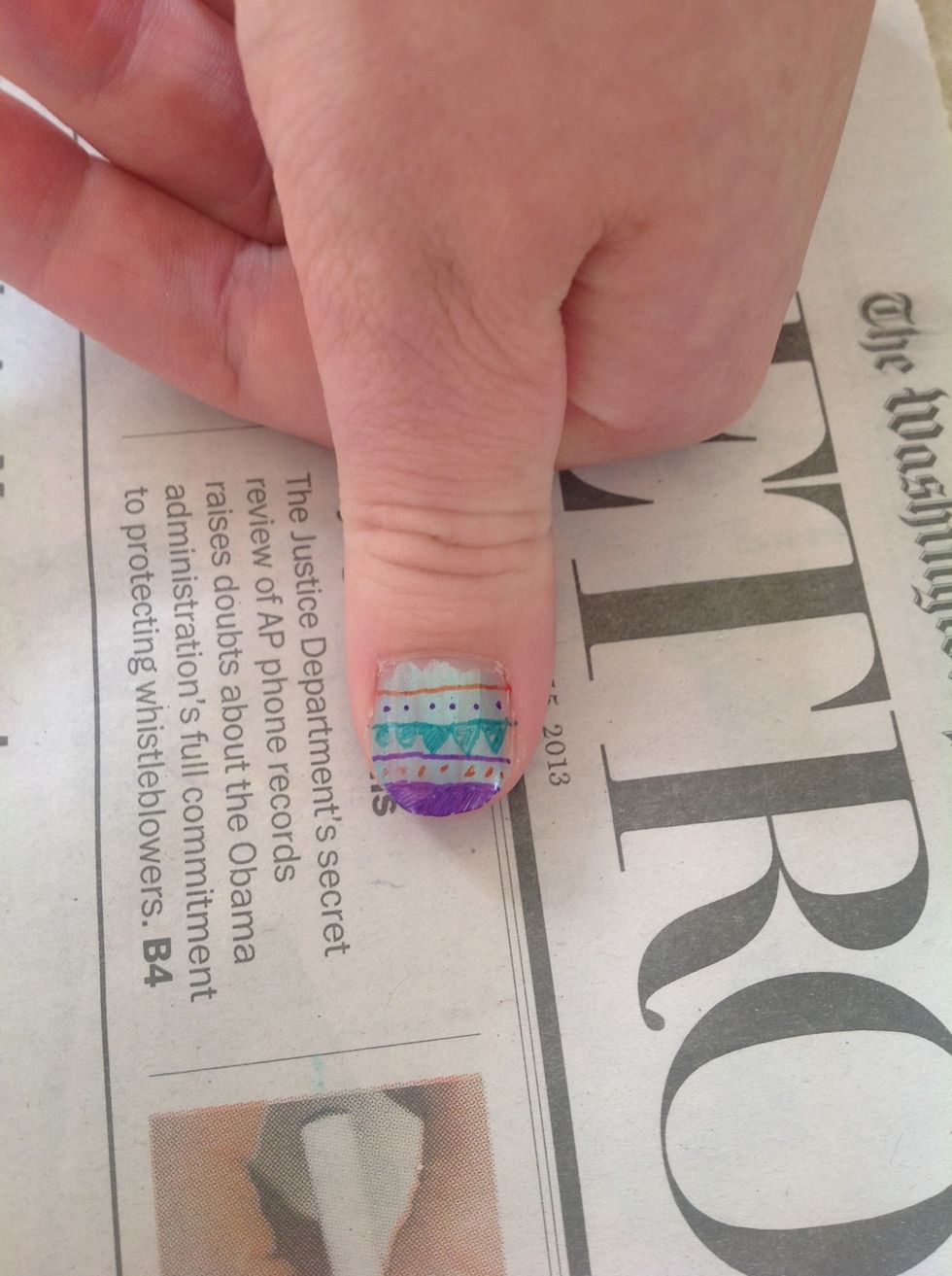 Fill them in and add more dots and lines till you reach the nails tip. The fill the tip in