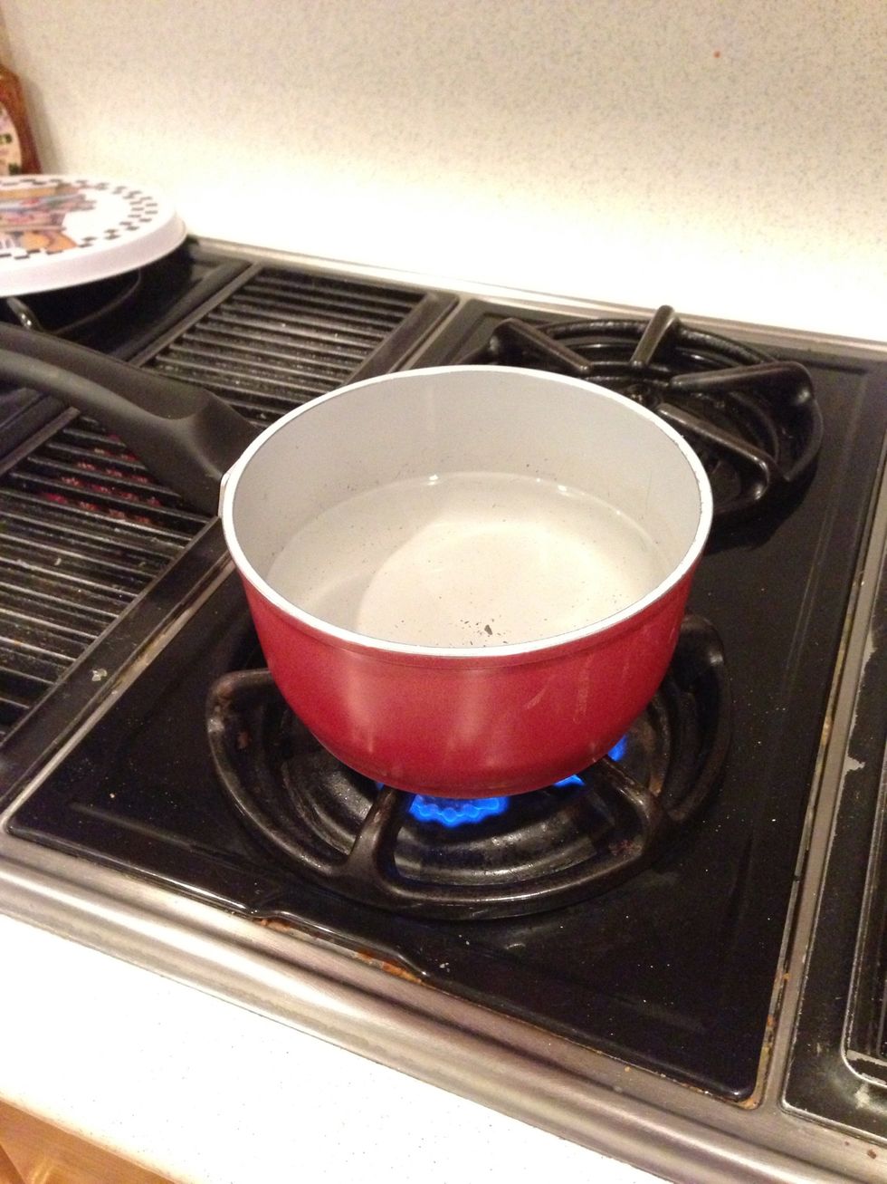 Fill up a saucepan (halfway) with water and turn on the stove to medium