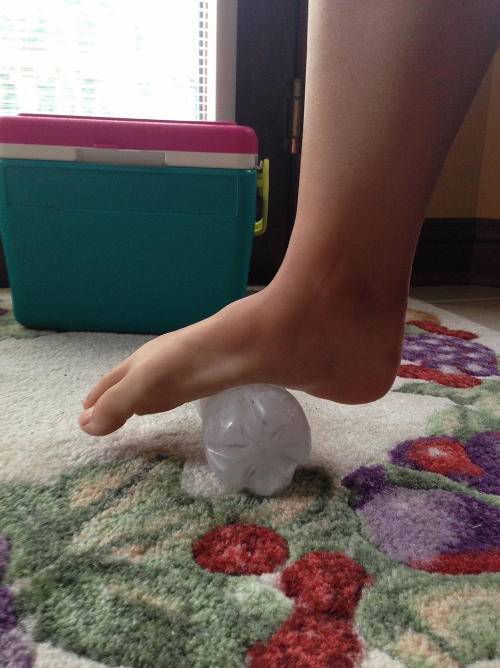 Fill up and freeze a used plastic water bottle (I just keep this one in the freezer and always reuse it)