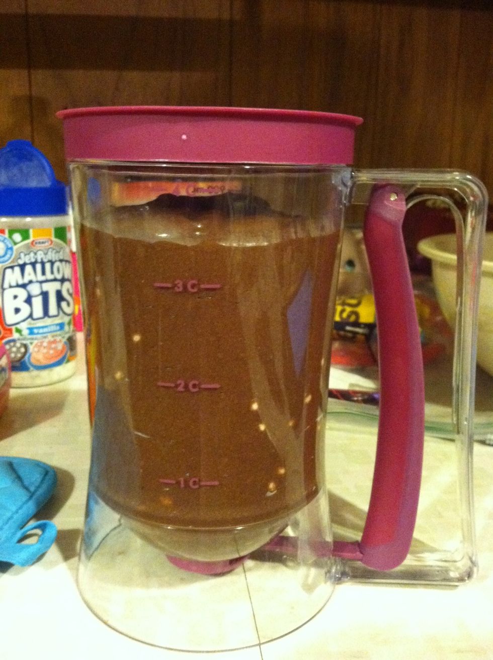 Fill up really awesome batter dispenser that boyfriend promised to get you but you had to go out & get yourself....this thing is REALLY cool!