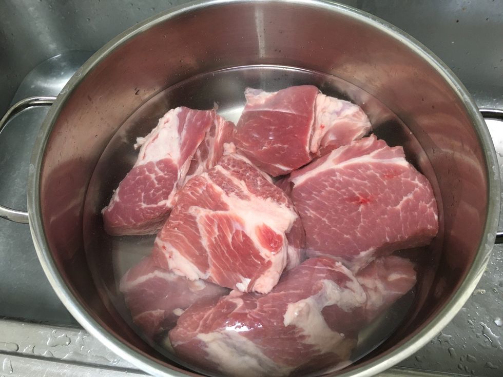 Fill up the pot with just enough water to cover the meat.