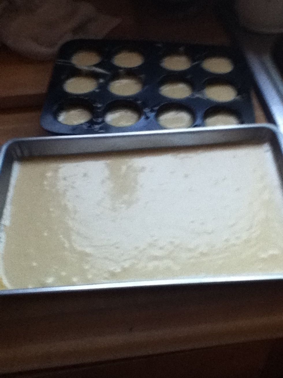 Fill ur pan u could make cupcakes , mini cupcakes or a small cake