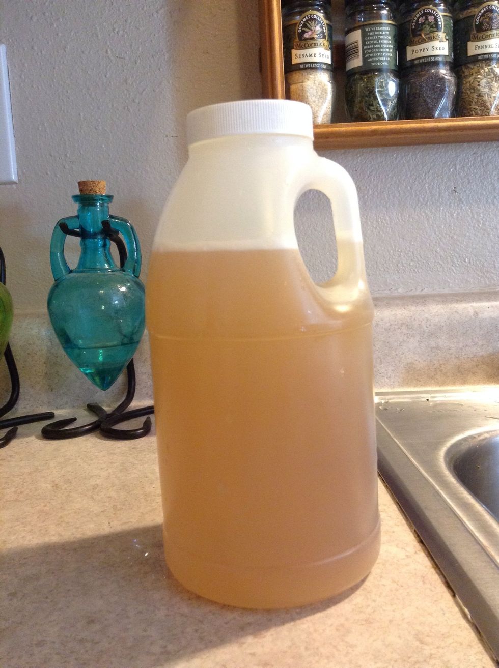 Fill with hot water. I recommend putting the spoons of honey in as you do to help make that easier and cleaner.