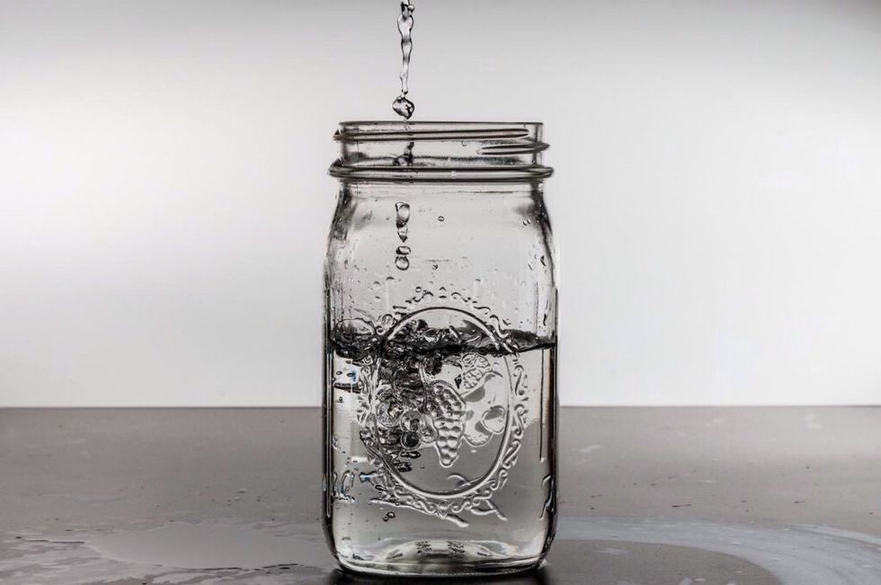 Fill your jar with water and/or glycerin and add glitter\u20141-2 teaspoons.