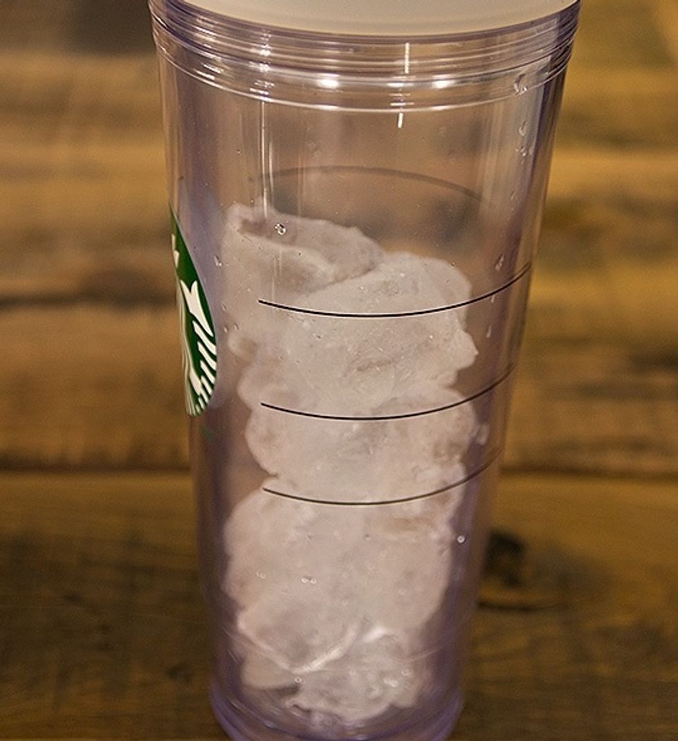 Fill your large cup up with ice.