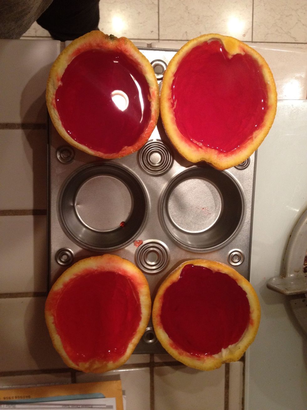 Fill your oranges with the jello.