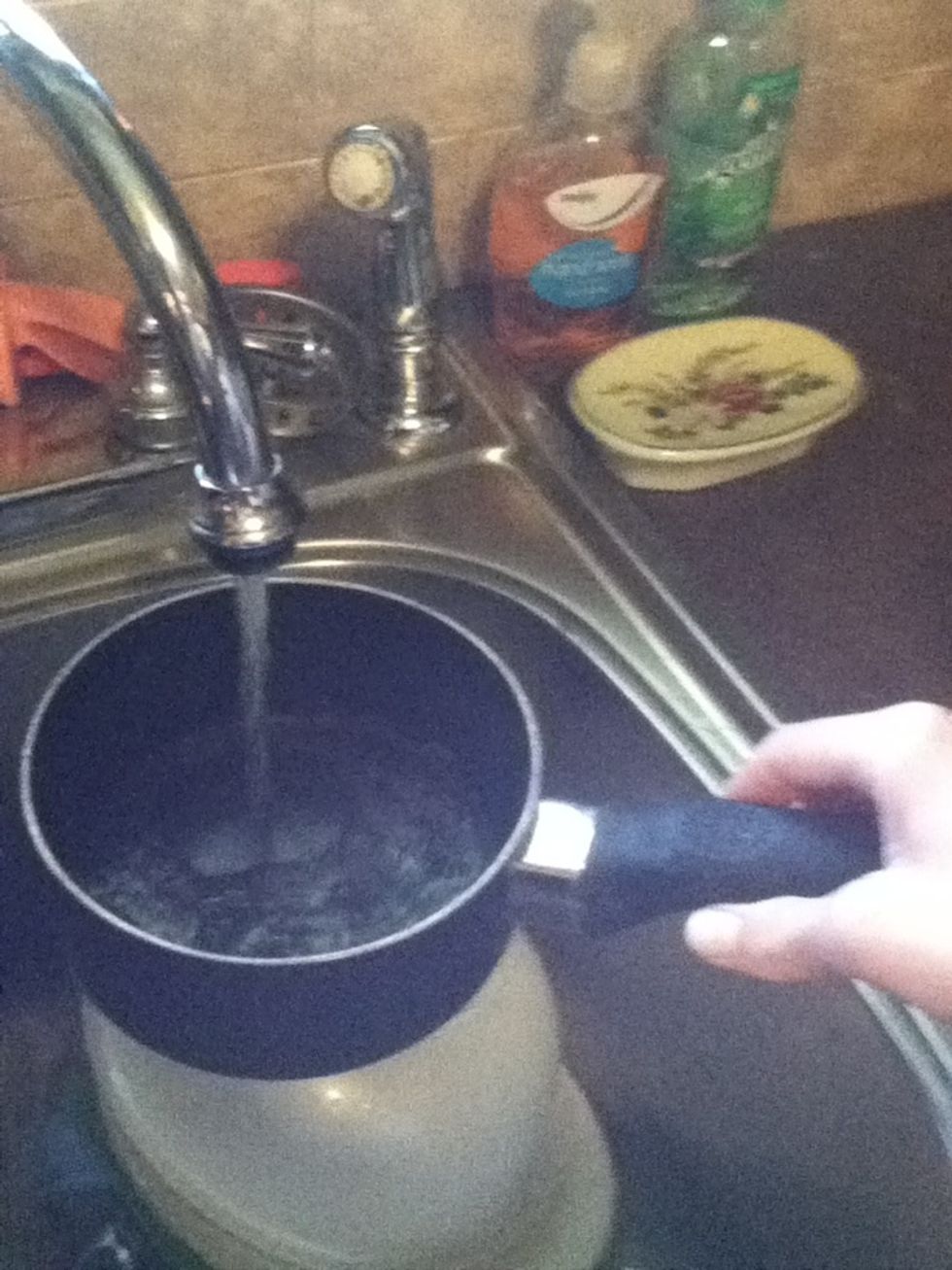 Fill your pot with water. I just eyeball it but it comes out to about 2 cups.