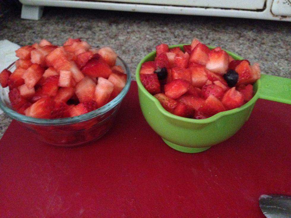 Filling: measure two cups of berries