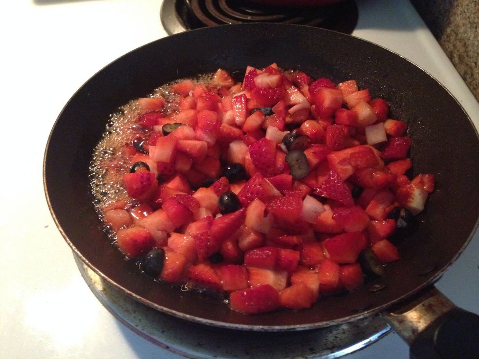 Filling: once your mixture bubbles, add in your berries