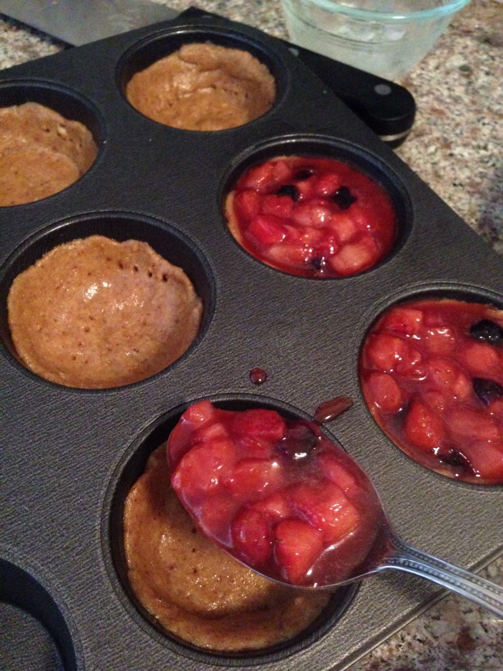 Filling: spoon your berry mixture into your crust cups
