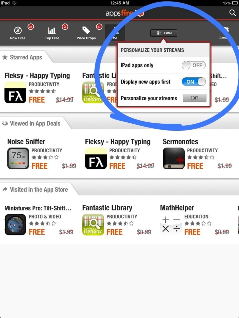 Filter let's you change what types of apps you search for.