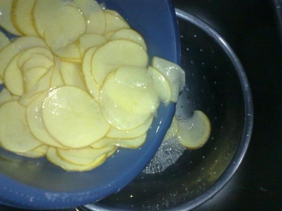 Filter the potato slices from water