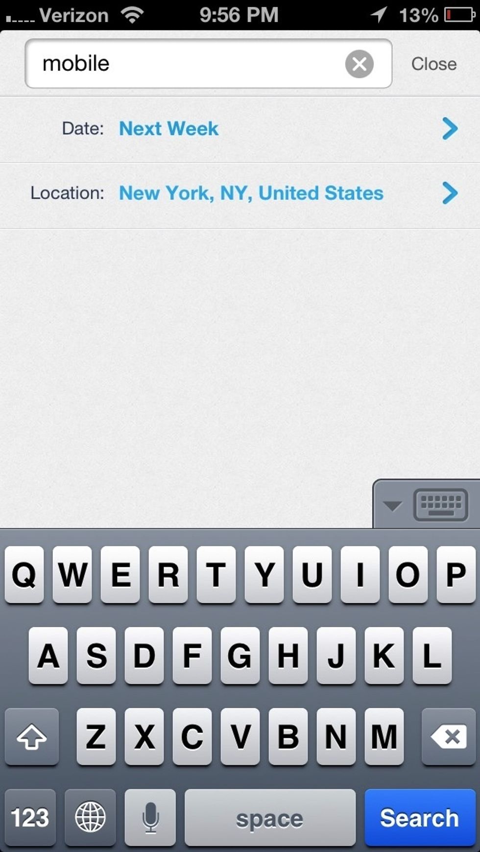 Filter your search results by date and location