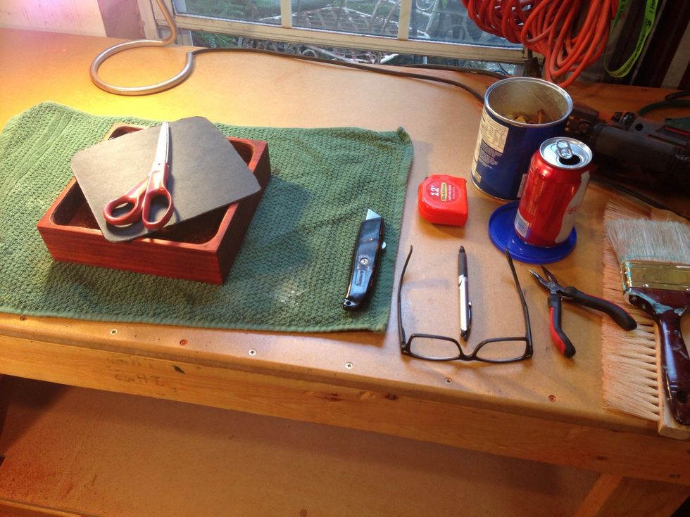 Final assembly,good idea to clean up the dust before you get to danish oil and get dust on the fake leather.