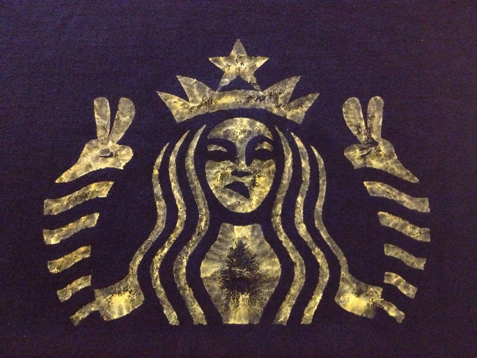 Final product, PEACE!! I don't fully cover the larger areas because I like the effect it creates.