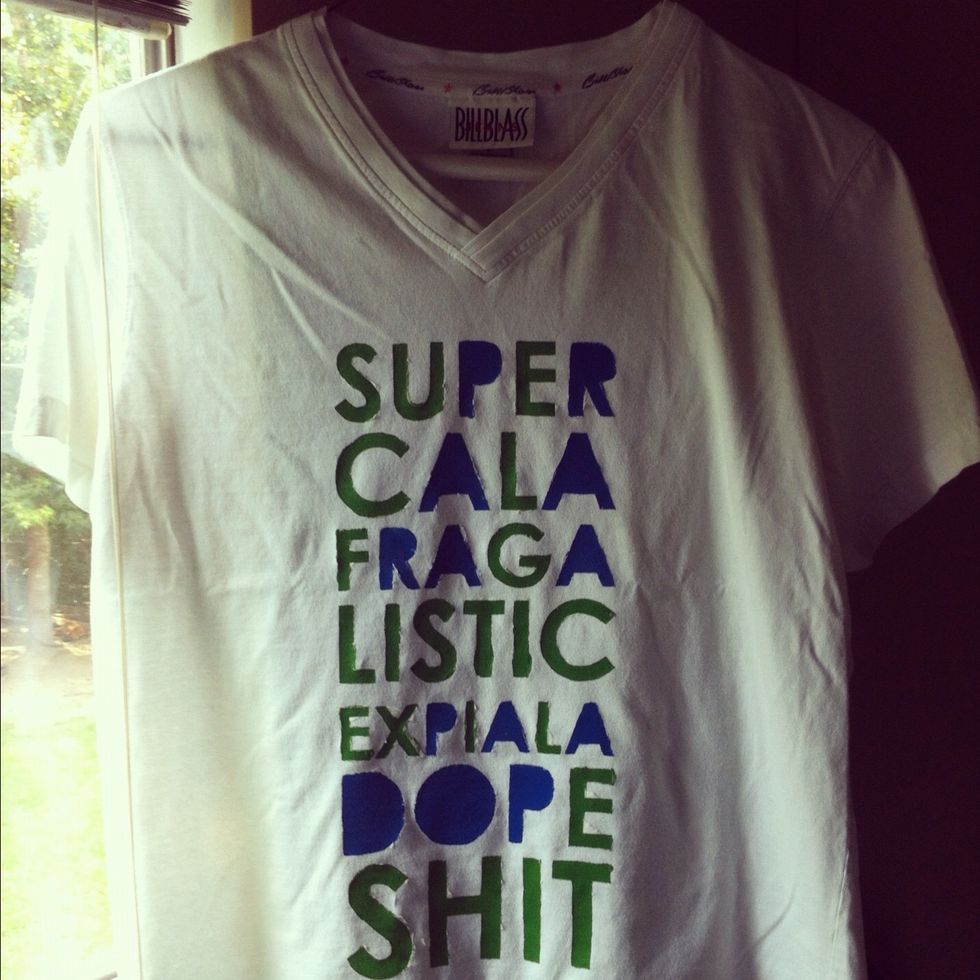 Final product! You can wash & wear or just wear. * I will wash & wear to remove some of the excess stencil that stuck*