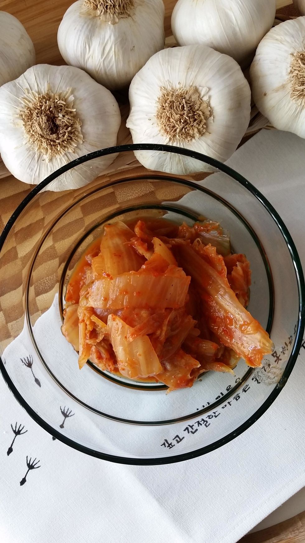 Final results tasty fermented napa cabbage kimchi