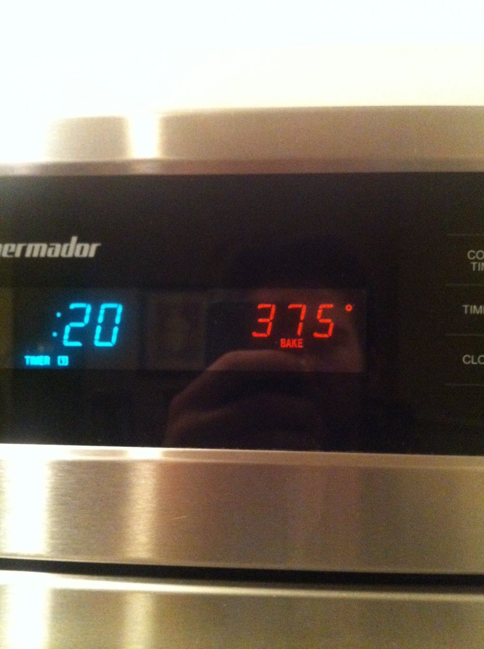 Final step of cooking. Bake at 375 for 20 min