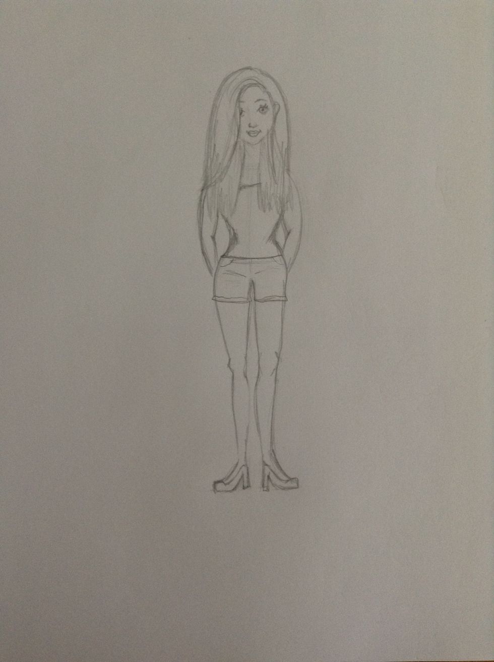 Finalize the clothes, erase extra lines, and draw the face. Tip: for the nose, even a simple line works.