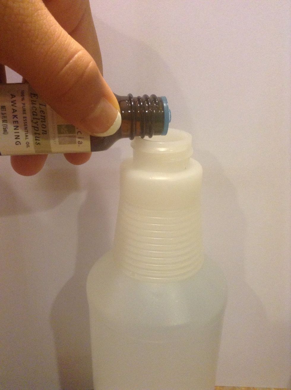 Finally add 5-6 drops of your favorite essential (I chose lemon eucalyptus)