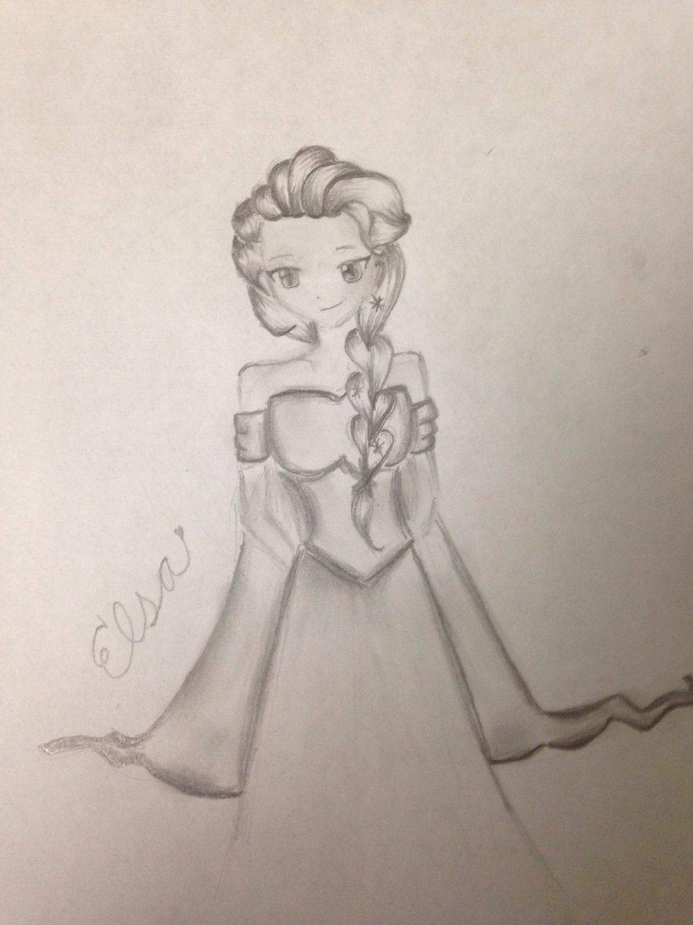 Finally, add detail! I decided to just shade her but feel free to add color.