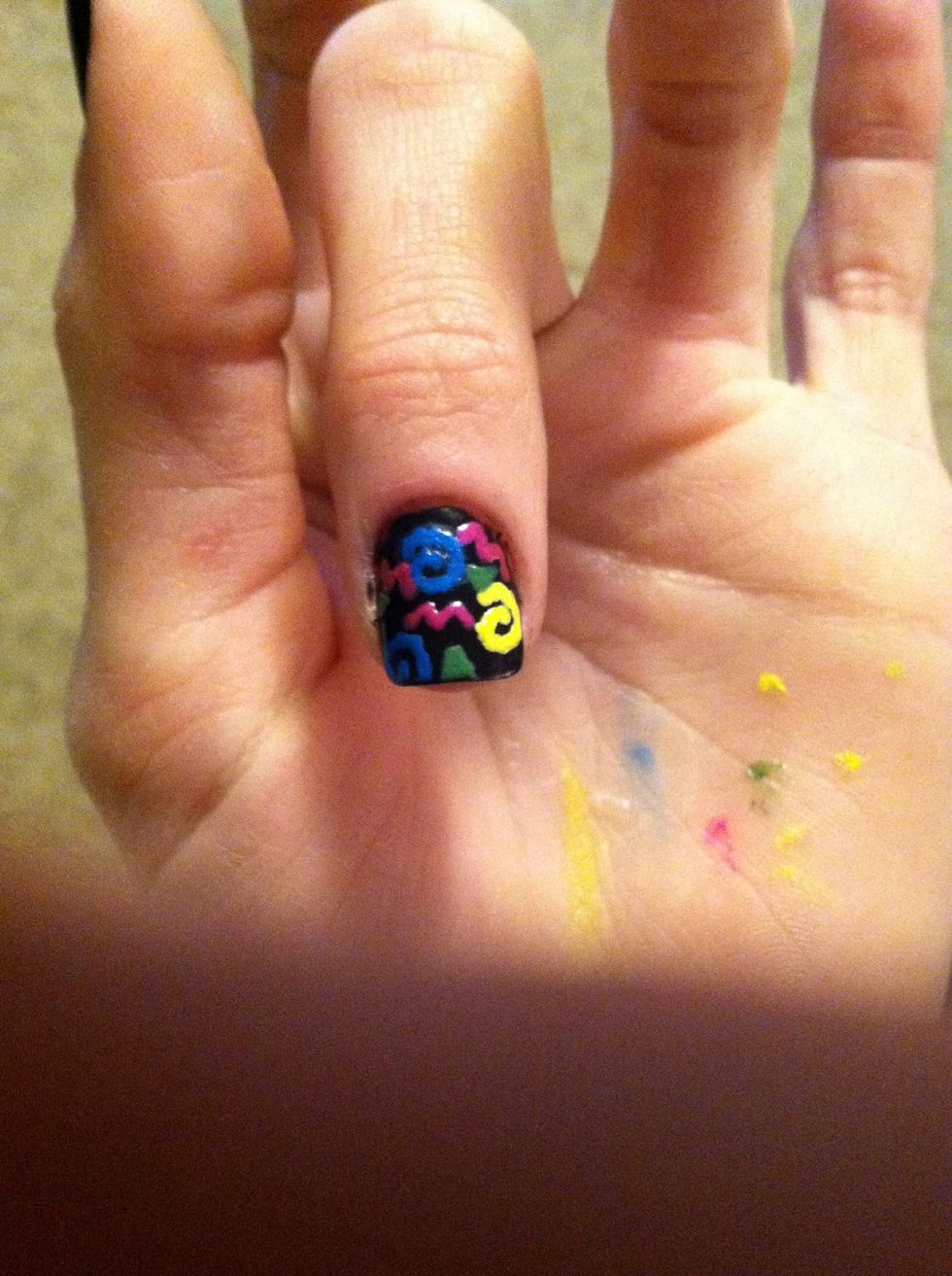 Finally, add some zig zags in.. you guessed it, ANOTHER color. (I used Sinful Colors' Daredevil)