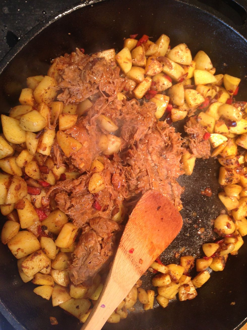 Finally, add the meat.