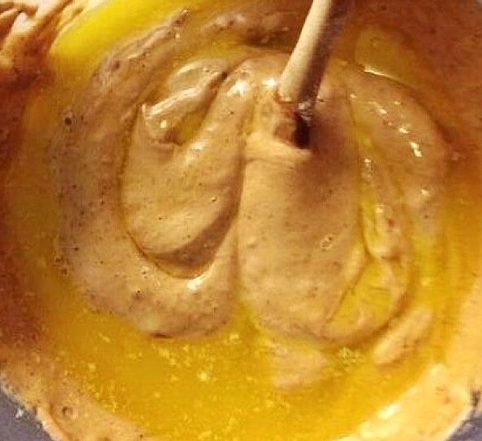 Finally add the melted butter.