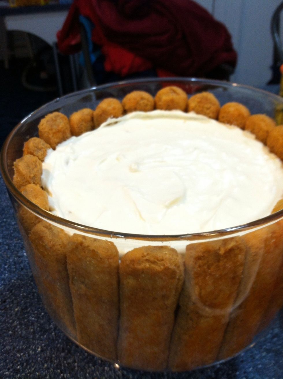 Finally, add the remaining cream cheese mixture.