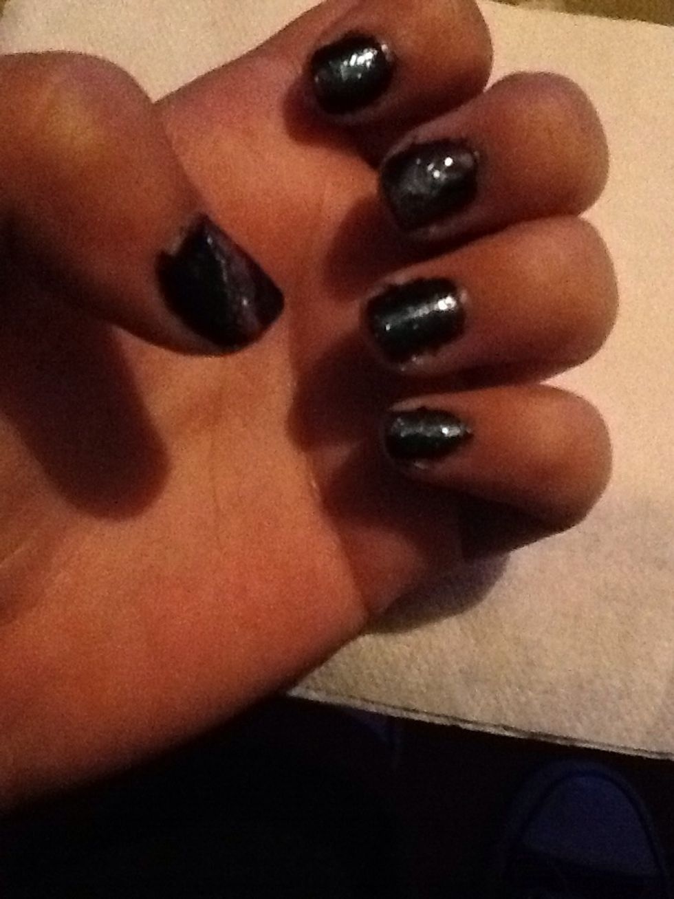 Finally add the "stars" with a light coat of glitter polish