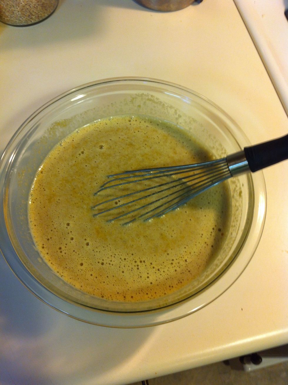 Finally, add your evaporated milk. Stir well. Now you're ready to pour the pie filling into your pan. Be careful though. This stuff is good and I don't want to see it spilled all over your counter-top