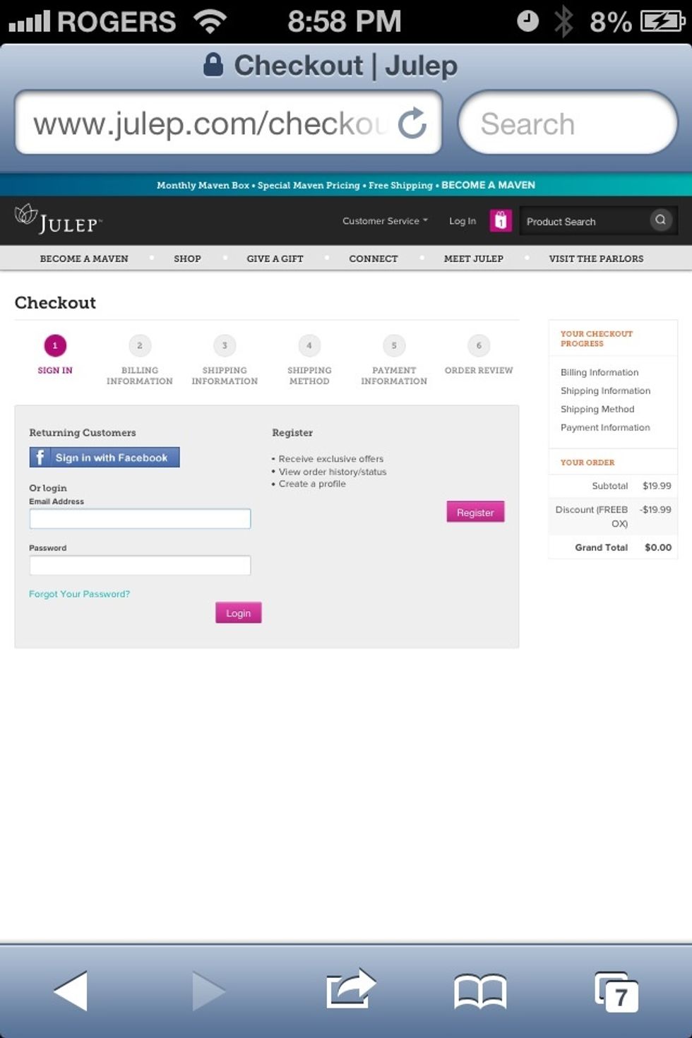 Finally click register and input all the required information like billing and shipping address. And you're done!