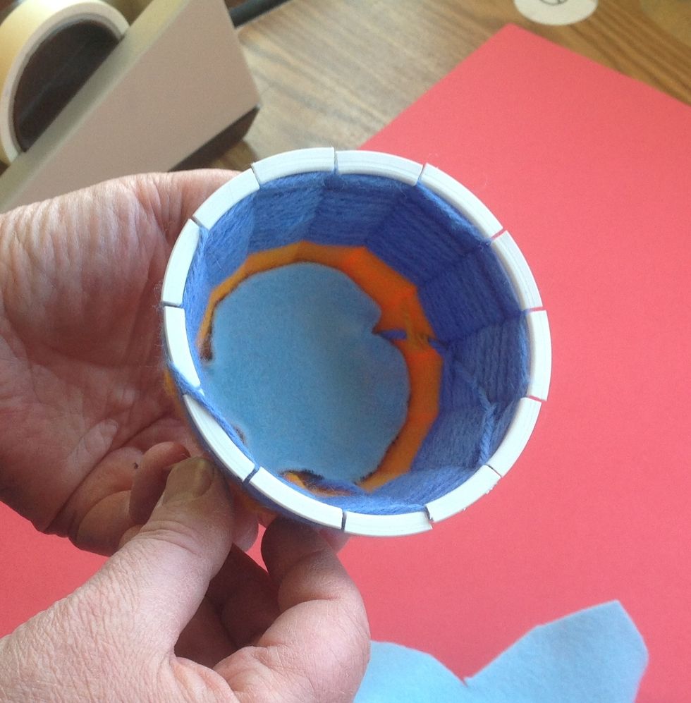 Finally, cut out the felt circle and place in the bottom of the 'Oops Basket'. Now it is ready to take home.