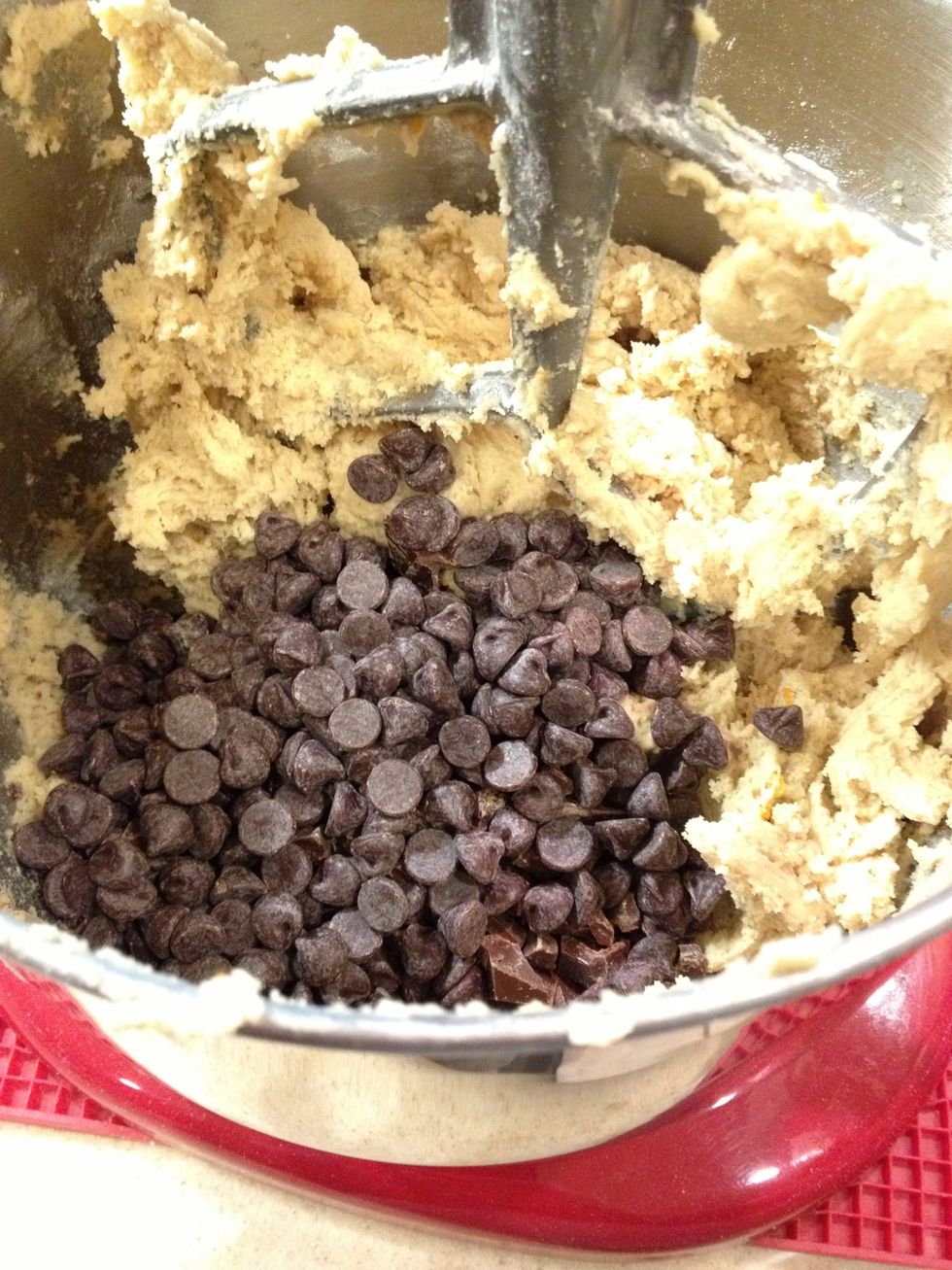 Finally, mix in the chocolate chips.