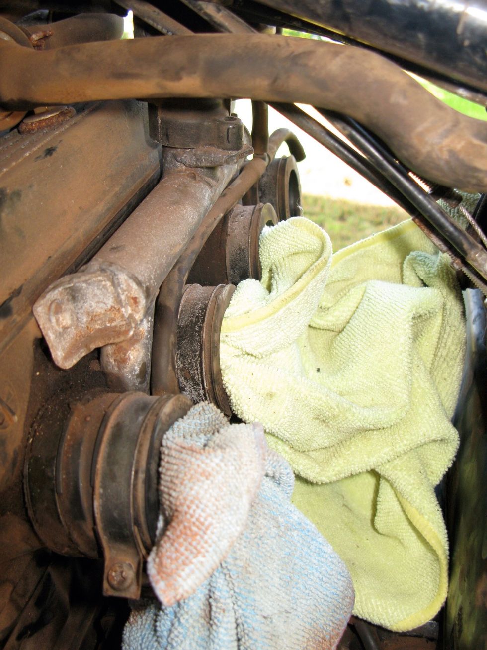 Finally plug the engine openings so nothing makes it's way inside.