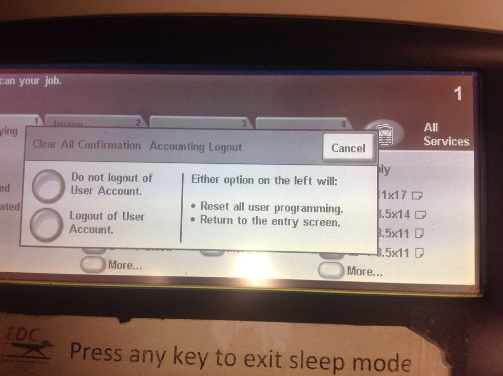 Finally, select Logout of User Account