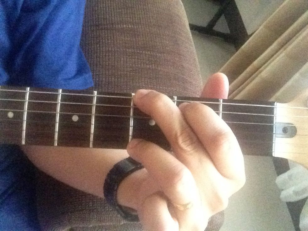 Finally, the ring finger is on the 3rd fret of the 1st or thinnest string. Make sure that the 3 middle strings ring out. All strings are on play for the G major chord.