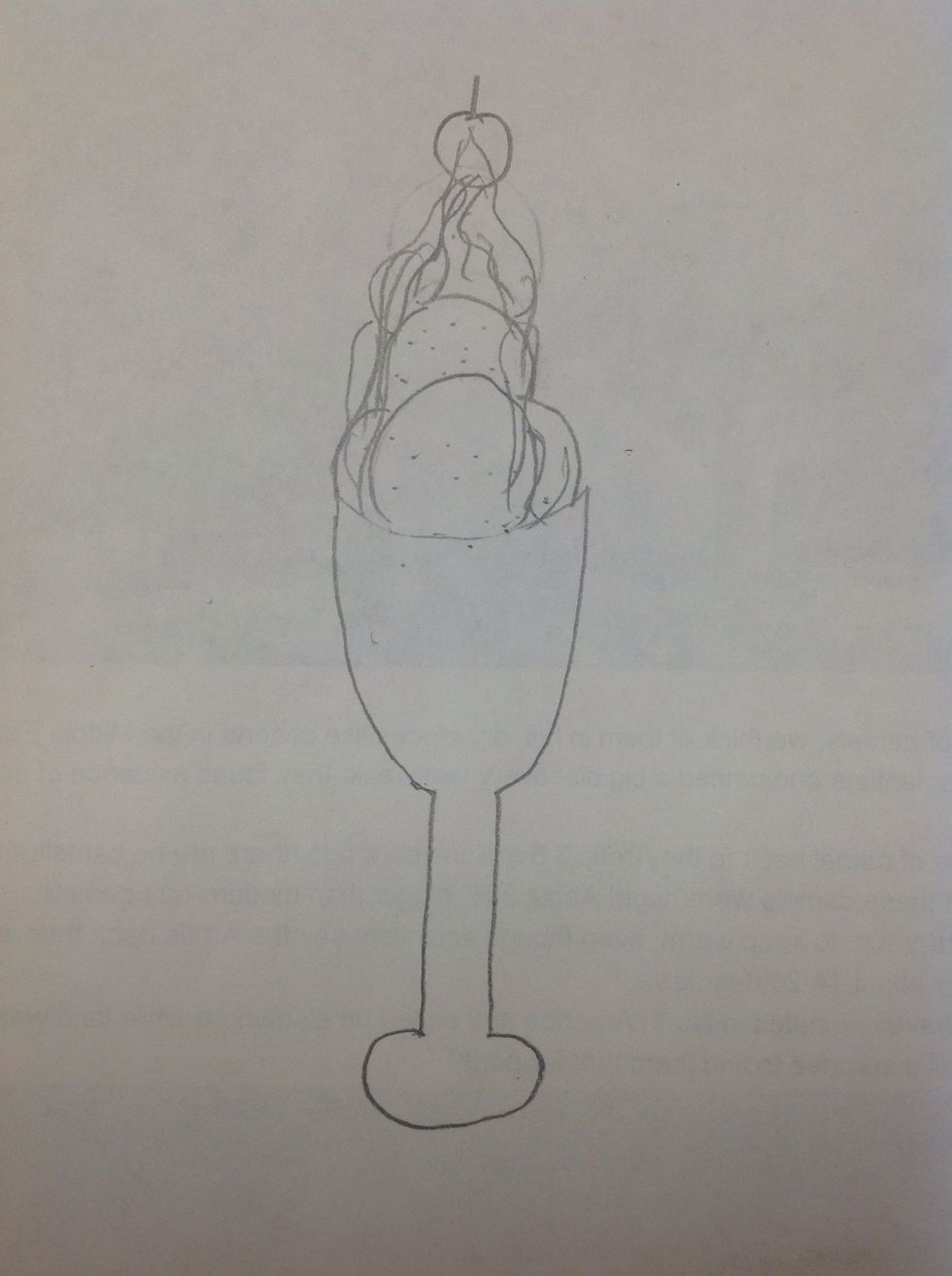 Finally to finish off add a cherry or any type of fruit on the top to make it the most delicious looking sundae in the world!!!!!!!!