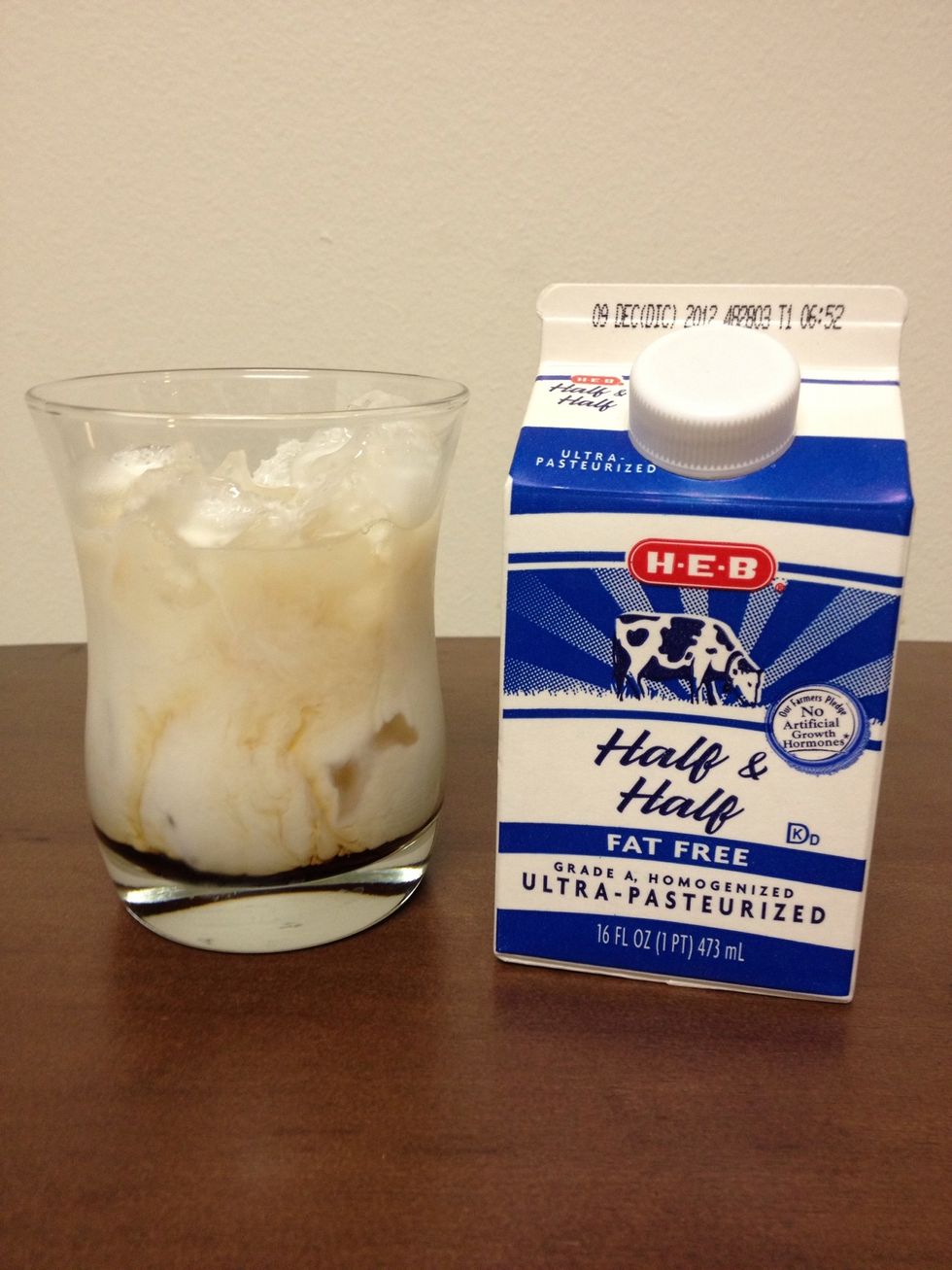 Finally, top-off the glass with Half & Half. :D