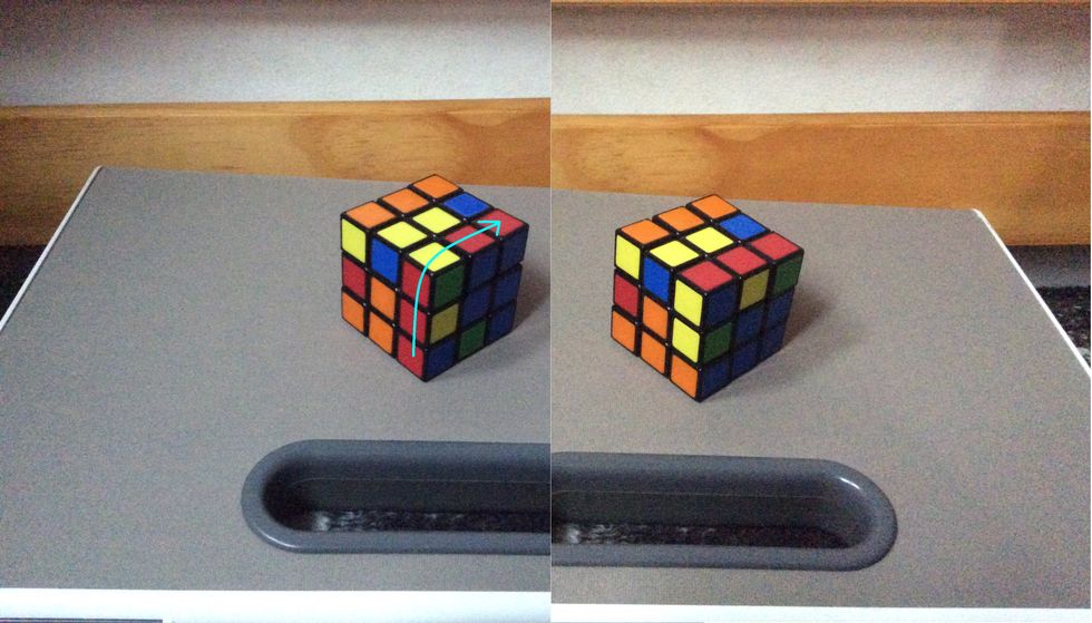 Finally, turn the front to the right and you got one of the middle done. (Do for all middles)