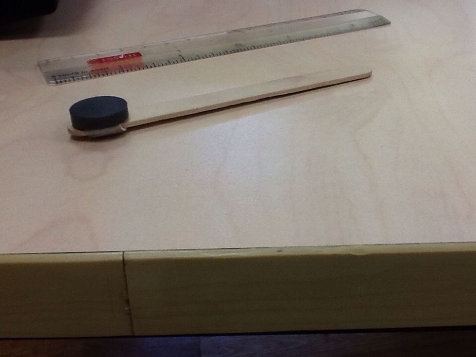 Finally,use dubble side tape to stick the second piece of magnet on the stick .